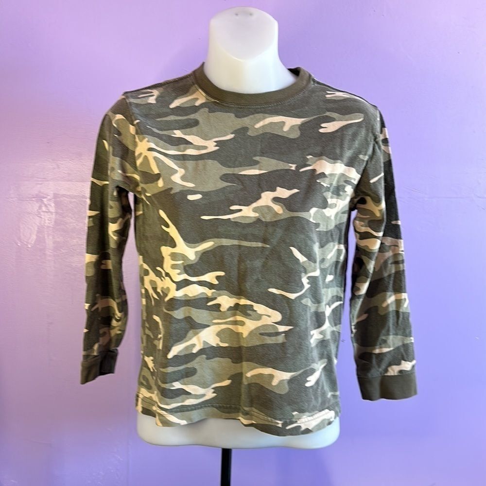 Old Navy Boy’s Long Sleeve T-Shirt Green Camouflage Camo Tee Size Medium M
